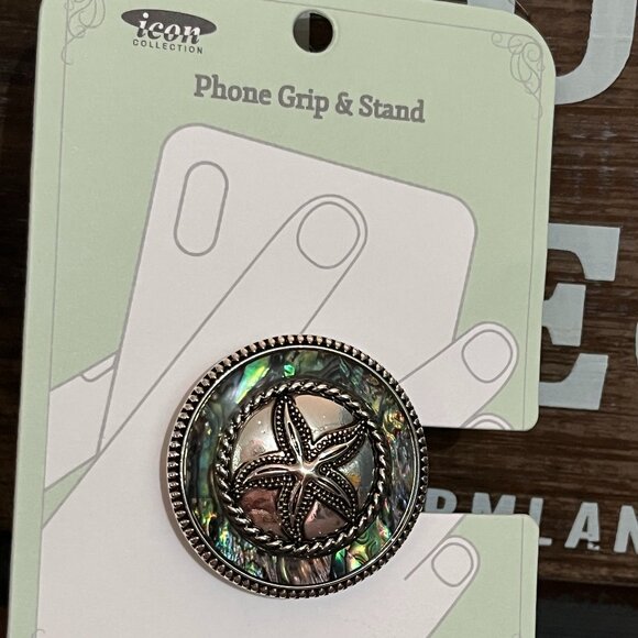Starfish Faux Abalone and Silvertone Phone Grip Pop Socket NEW - Picture 2 of 2